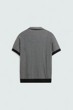STRIPED KNIT POLO SHIRT